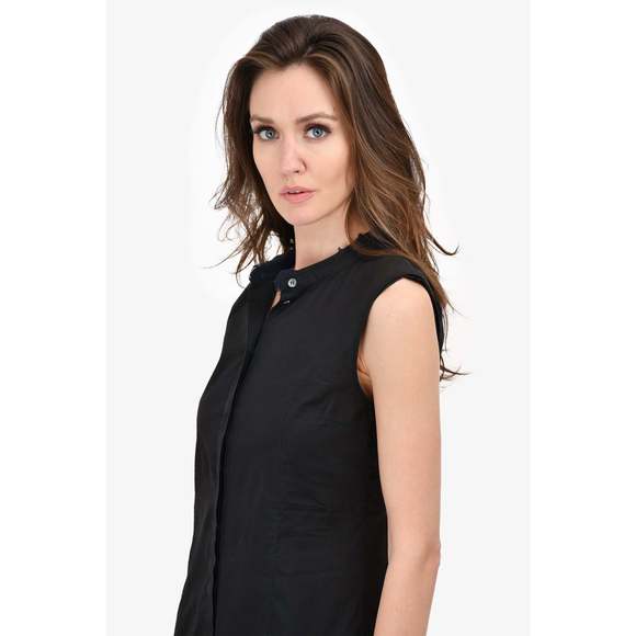 Jil Sander Black/Navy Trim Sleeveless Blouse Size S - Picture 2 of 3